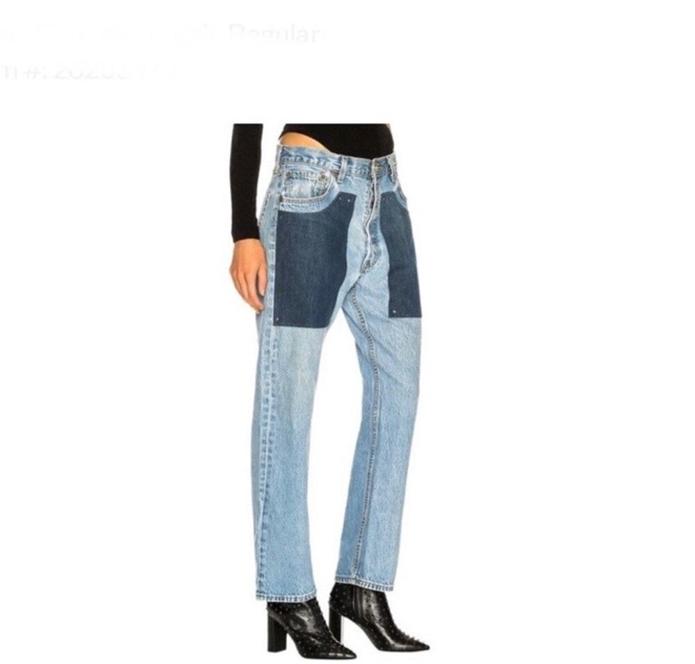 Beau Souci x Levis Patchwork Contrast Denim 4 Jeans Malibu Blue Refurbished 501